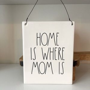Rae Dunn Hanging HOME IS WHERE MOM IS Sign